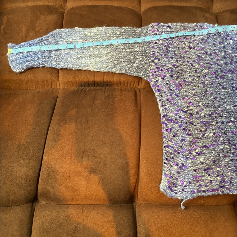 Hand Knitted Purple Sequins Sweater - Picture 8 of 8